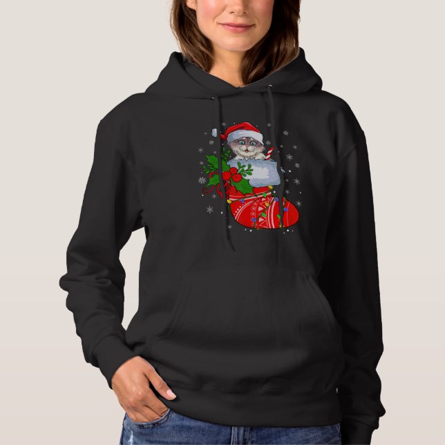 Moletom Cat In Christmas Socks   Santa Cat Xmas (Frente)