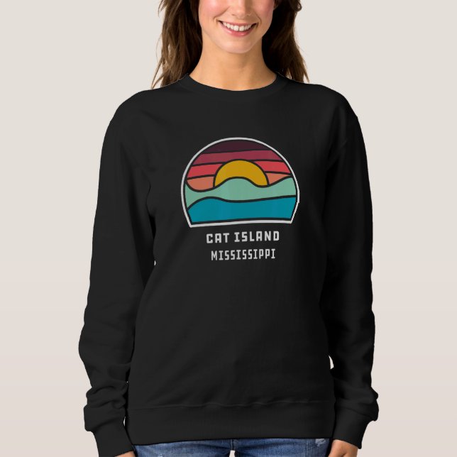 Moletom Cat Island Mississippi Cool Minimalist Ocean Wave  (Frente)
