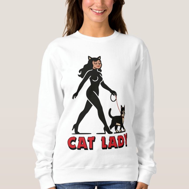 Moletom Cat Lady - Tuxedo Cats Lover - Comic Art Graphic (Frente)