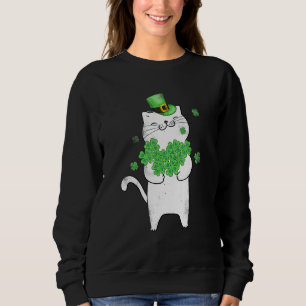 Moletom Cat Leprechaun T Shirt Cat Shamrock Rua de Patrick