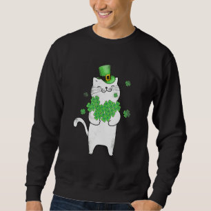 Moletom Cat Leprechaun T Shirt Cat Shamrock Rua de Patrick