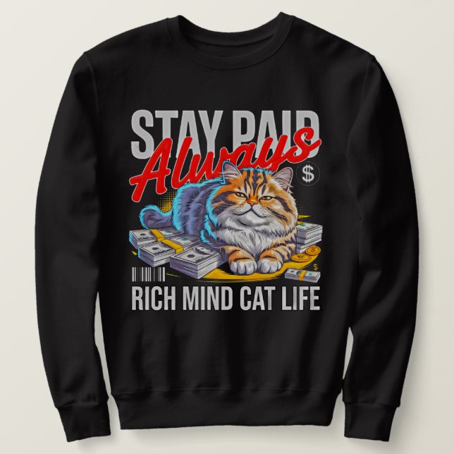 Moletom Cat Lover Hustle Vibes Rich Mind Life (Frente do Design)