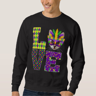 Moletom Cat Lover I Amo Mardi Gras Costume Mask