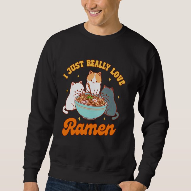 Moletom Cat Lover Ramen Noodle Japonês Eu Realmente Amo (Frente)