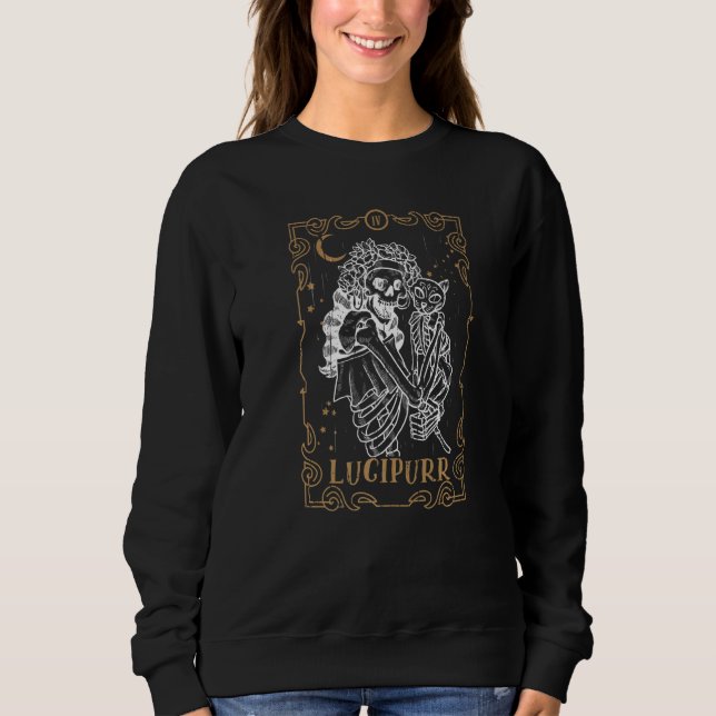 Moletom Cat Lucifer Tarot Card Pagan Goblincore Gótico Occ (Frente)