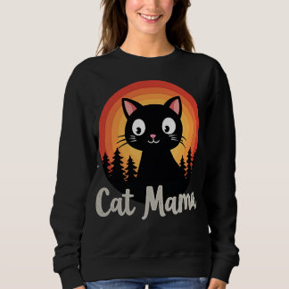 Moletom Cat Mama Cute Retro Sunset Cat Mom