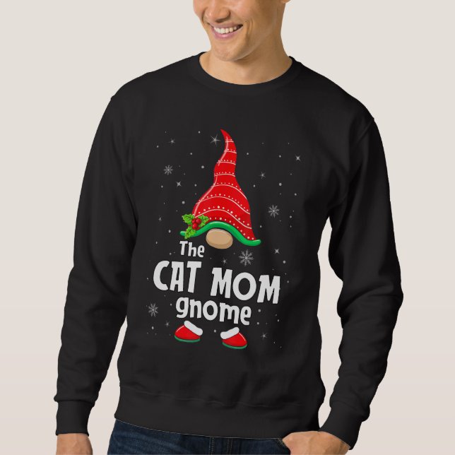 Moletom Cat Mom Gnome Matching Family Group Christmas Part (Frente)