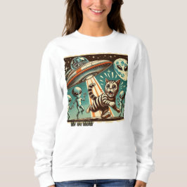 Moletom Cat OVNI Selfie: Invasão de Vintage (Hoodie de mul