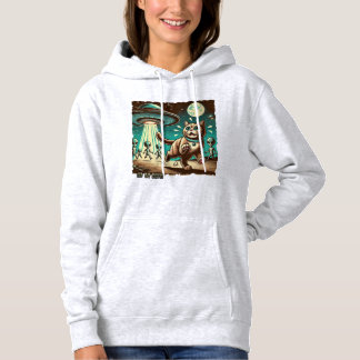 Moletom Cat OVNI Selfie: Invasão de Vintage (Hoodie de mul