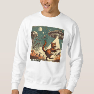 Moletom Cat OVNI Selfie: Invasão de Vintage (Hoodie Mascul