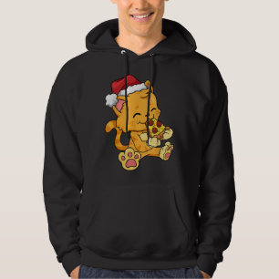 Moletom Cat Papai Noel Comendo Pizza Engraçado Natal X