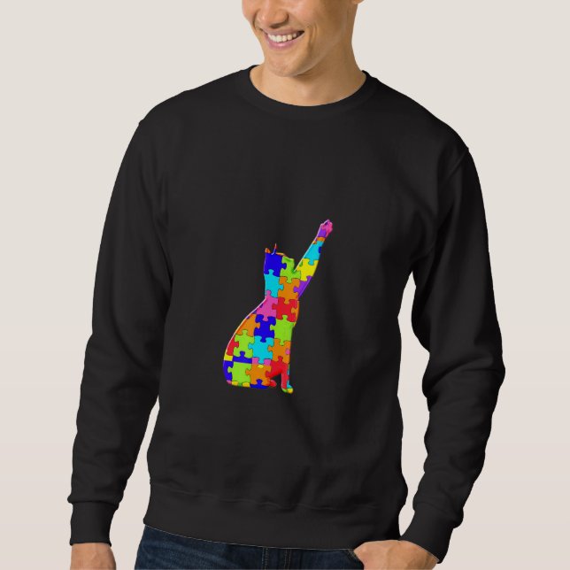 Moletom Cat Pet Animal Jigsen Autism Quebra-cabeça (Frente)