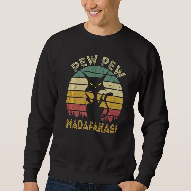 Moletom Cat Pew Pew Madafakas Vintage (Frente)