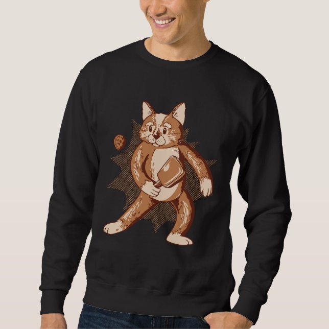 Moletom Cat Playing Pickleball  Cat  Cute Pickleball (Frente)
