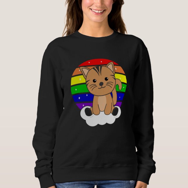 Moletom Cat Rainbow Glitter Kawaii Cats Coloridos (Frente)