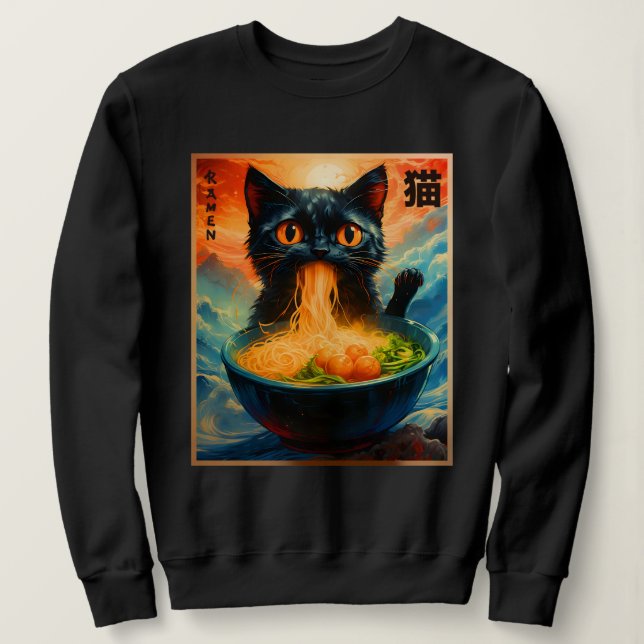 Moletom Cat Ramen Japonês Kawaii Cat Anime Cat Ramen (Frente do Design)
