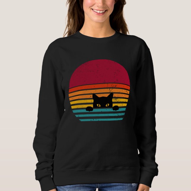 Moletom Cat retro vintage sunset peeking (Frente)
