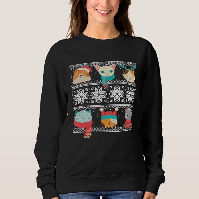 Moletom Cat Tree Ugly Sweater Christmas Matching (Frente)