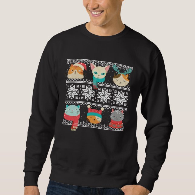 Moletom Cat Tree Ugly Sweater Christmas Matching (Frente)