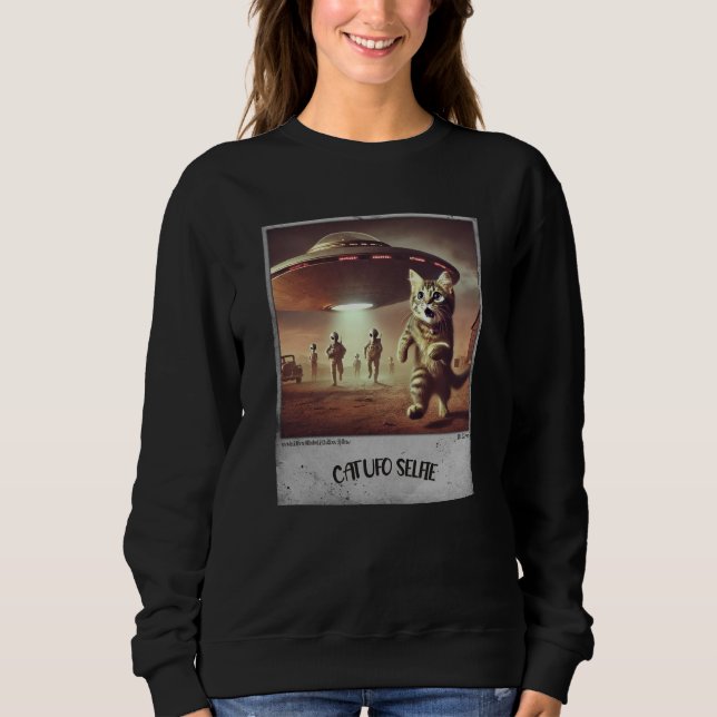 Moletom Cat UFO Selfie: Gatinho assustado (capuz de mulher (Frente)