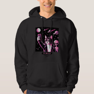 Moletom Cat UFO Selfie: Pixel Art #12 (Gato Rosa) Hoodie
