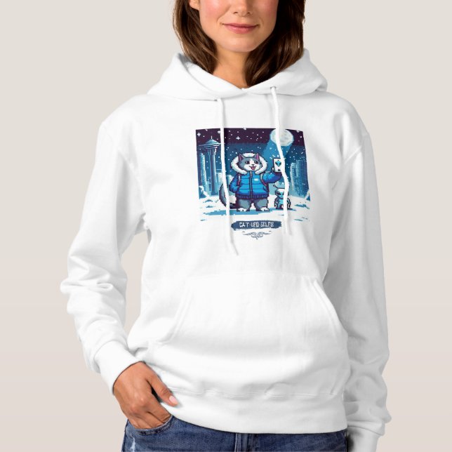 Moletom Cat UFO Selfie: Pixel Art #2 Women (Pixel Art) (Frente)