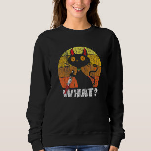 Moletom Cat What Mee Cat Black Cat Com Faca