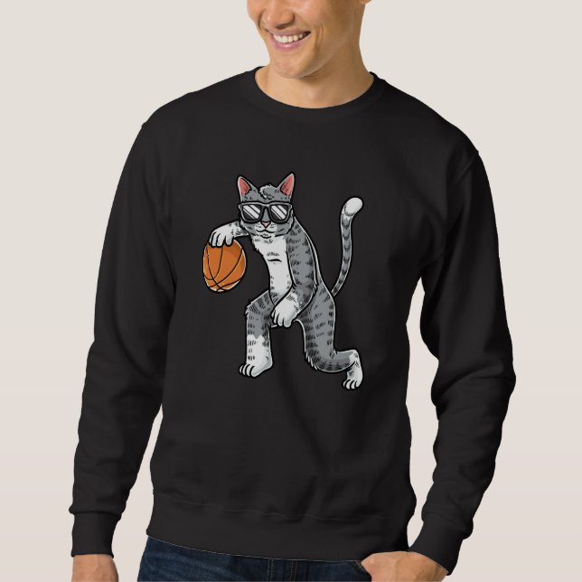 Moletom Cat With Basketball Ball Basketball Player (Frente)