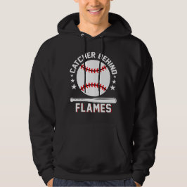 Moletom Catcher Atrás das Chamas Branco Jogando Beisebol