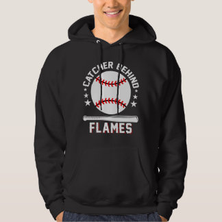 Moletom Catcher Behind Flames White Playing Baseball