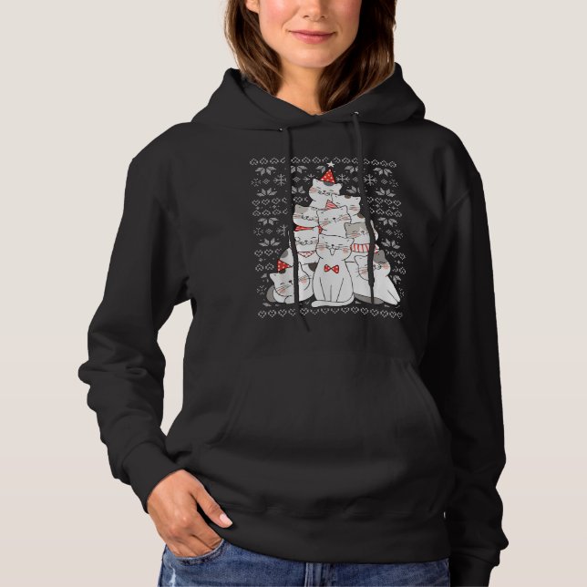 Moletom Catmas Tree Ugly Christmas Sweater Engraçado Xmas  (Frente)