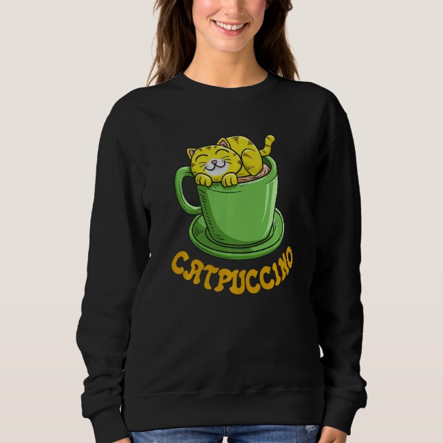 Moletom Catpuccino Coffee Cat Whisperer Caffeine Drinker   (Frente)