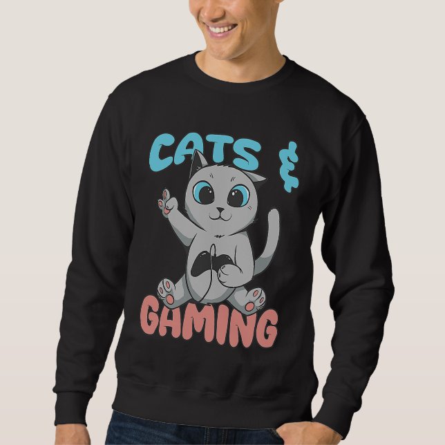 Moletom Cats And Gaming Loves Playing Video Games Cute Gam (Frente)