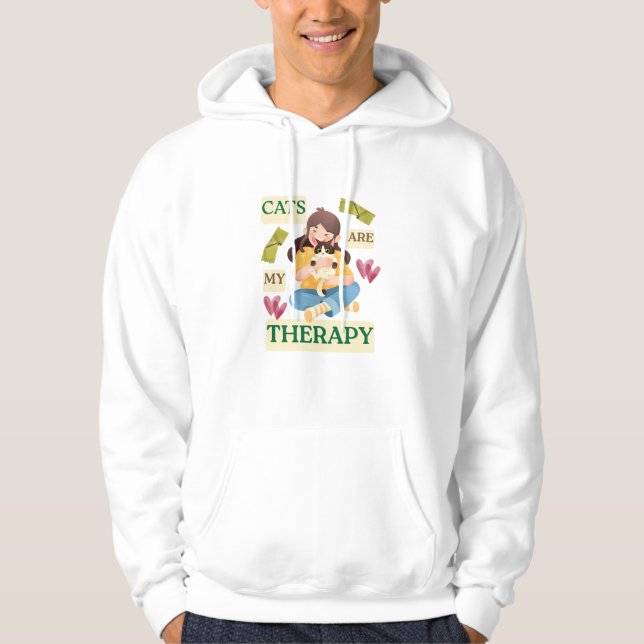 Moletom Cats Are My Therapy – Cute Cat Lover Design  (Frente)