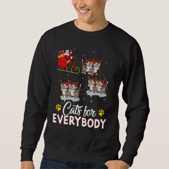 Moletom Cats For Everybody Xmas Santa Sleigh Cat Christmas (Frente)