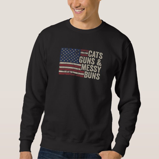 Moletom Cats Guns Mensageiros - Womens Usa Flag Pro Gun Ca (Frente)
