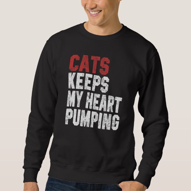 Moletom Cats Keeps My Heart Pumping Cat Women Mom Girl (Frente)