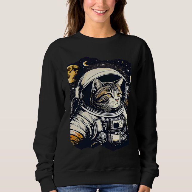Moletom Catstronauta - Ilustração do Espaço do Astronauta  (Frente)