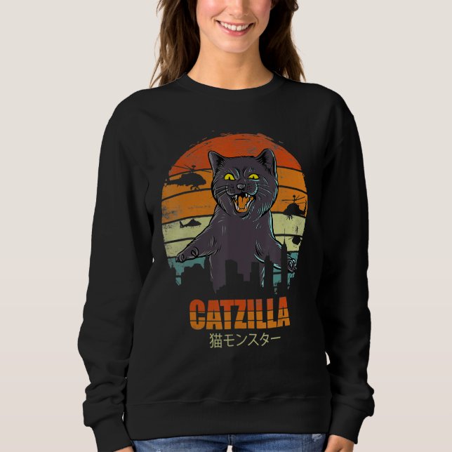 Moletom Catzilla Funny Cat Kitts Amor Estilo Retroativo (Frente)