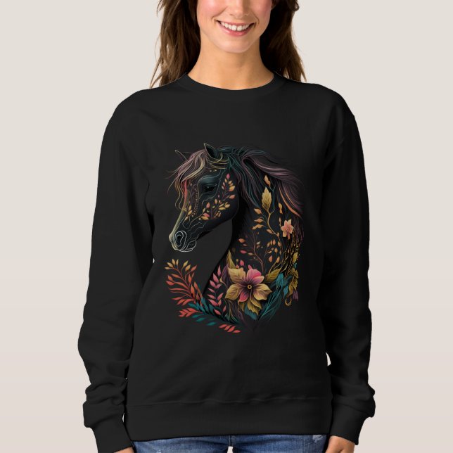 Moletom Cavalo Bonito com Flores e Plantas Equestre (Frente)