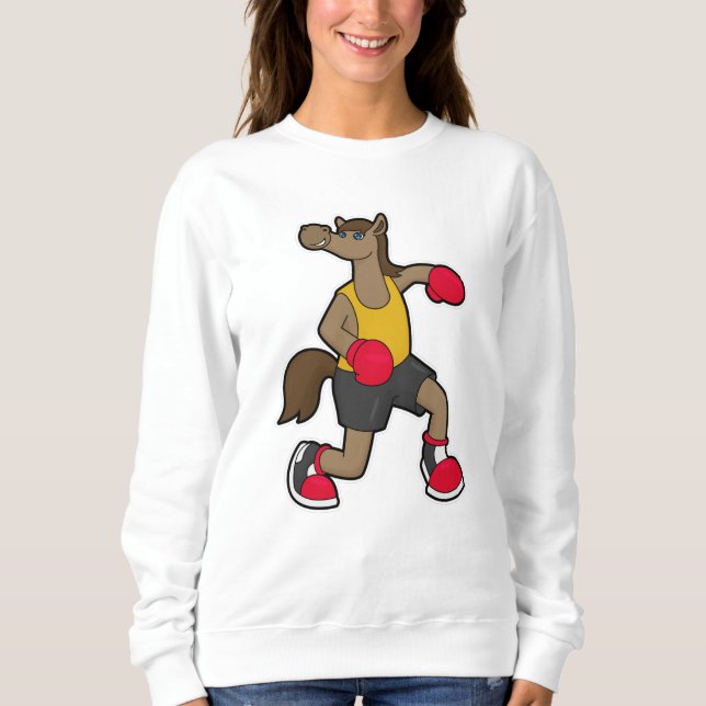 Moletom Cavalo como Boxer com luvas in a box (Frente)