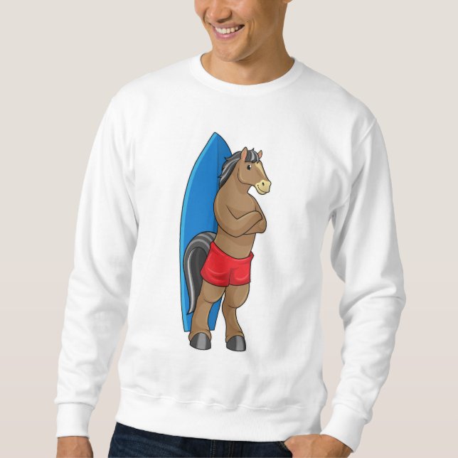 Moletom Cavalo como Surfer com Surfboard (Frente)