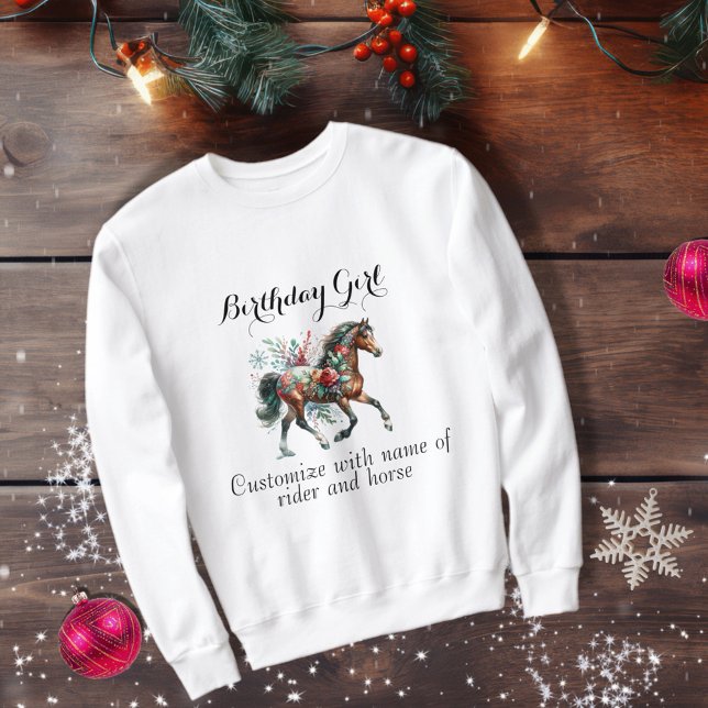 Moletom Cavalo De Inverno Com Flores (Enjoy this Festive Christmas design! Customize with your favorite holiday event or greeting.)