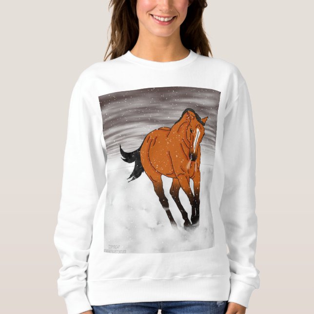 Moletom Cavalo Frolicking do Buckskin na neve (Frente)
