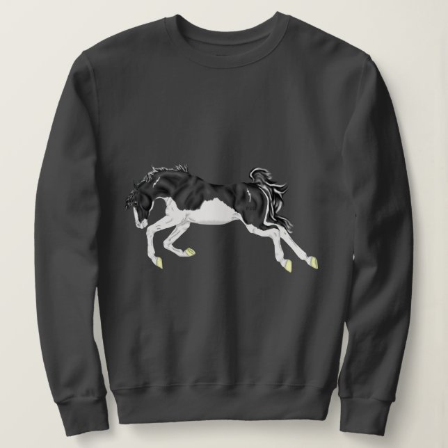 Moletom Cavalo Overo com Salpicos Preto e Branco (Frente do Design)