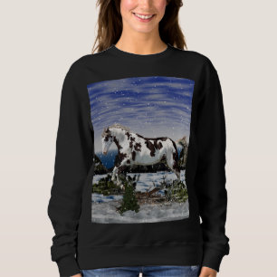 Moletom Cavalo Pinto Castanho e Branco na Neve