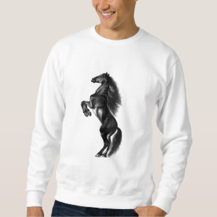 Moletom Cavalo selvagem preto-e-fundo - Desenho preto e br