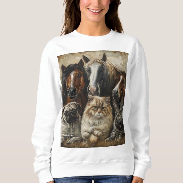 Moletom  Cavalos, Gatos e Cães (Frente)
