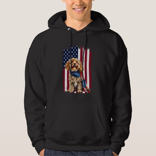 Moletom Cavapoo American Flag 4 De Julho Cão Amor (Frente)