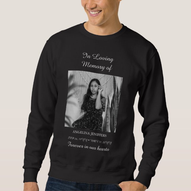 Moletom Celebração de Foto Mínima do Memorial Funeral da V (Frente)